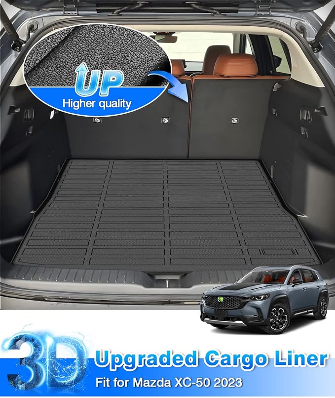Cartist Cargo Liner Custom Fit for for Mazda CX-50 2023 2024 Accessories All Weather Rear Trunk Mat High Side Waterproof TPE Black