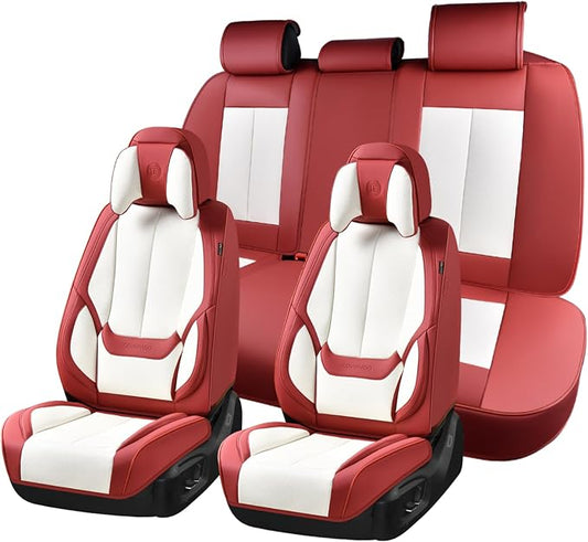 Coverado Car Seat Covers, Seat Covers for Cars, Waterproof Leather Auto Seat Protectors, Leather Car Seat Cushion, Car Interiors Accessories Universal Fit for Most Cars