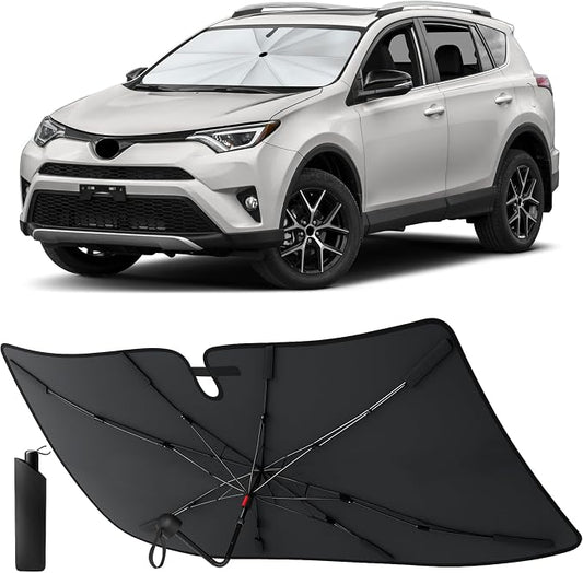 EcoNour Foldable Windshield Sun Shade & Window Tint Fit for 2013-2016 2017 2018 Toyota RAV4 Sunshade, Front Car Window Shades Sun Visor, UV Protection, Heat Blocker, Car Accessories