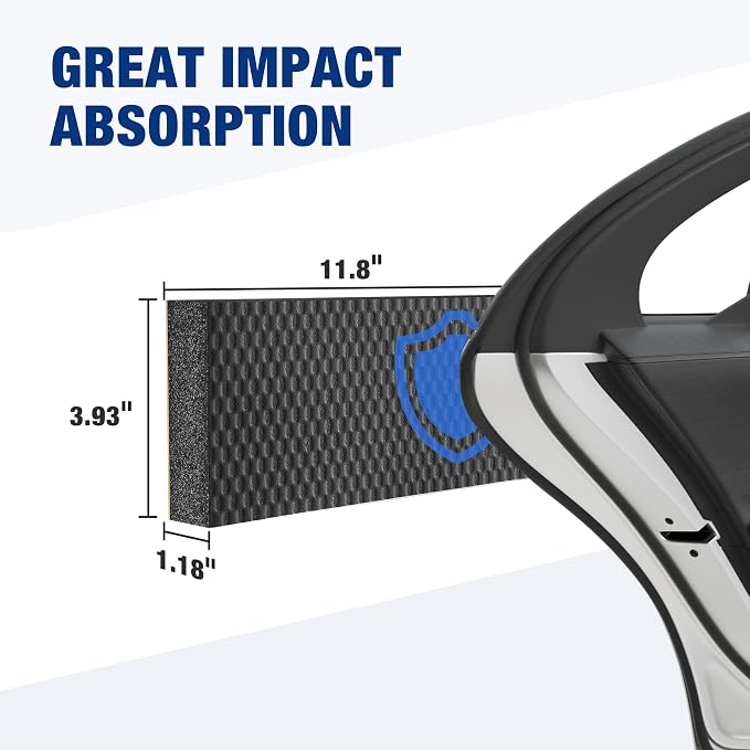 WORKPRO Garage Wall Protector, 4 Pack Garage Car Door Protector | 1.18” Ultra Thickness and Mesh Fabric Adhesive, Resilient NBR Foam Car Door Bumper Guards for Collision Protection