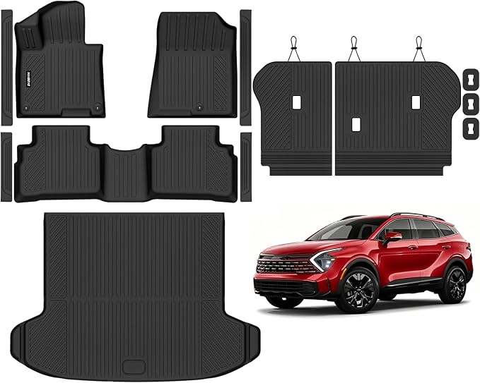 Naibeve Floor Mats for 2023-2026 Kia Sportage Gas | All Weather Floor Mats, Cargo Mat, Backrest Mats, Door Sill Guards, (Not for Hybrid) Interior Protector accessories