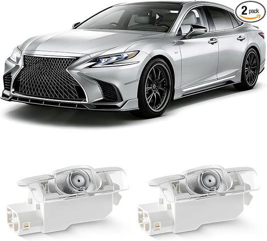 2Pcs Never Fade Car Door Lights Logo Projector Compatible with LS/ES/is/LX/RX/GS/GX/RC/UX, 3D LED Car Door Welcome Puddle Lights, 4K HD Ghost Shadow Lamp(White)