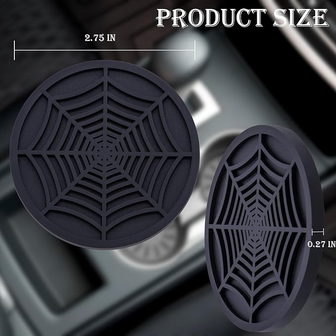 2PCS Car Cup Holder Coasters, 2.75 Inch Universal Non-Slip Insert Water Bottle Holder Pads, Car Interior Accessories Sets (Black)