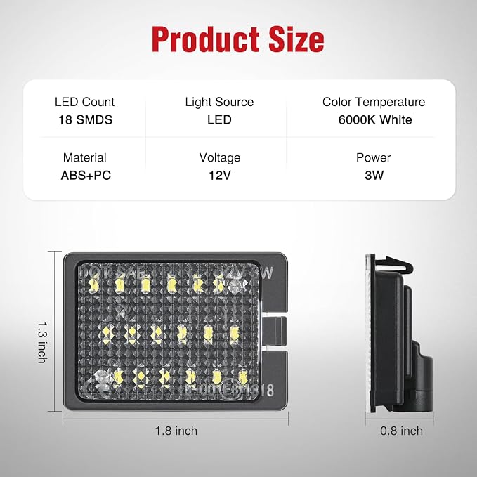 Nilight License Plate Lights Compatible with 2014 2015 2016 2017 2018 2019 2020 2021 2022 2023 Dodge Durango 6000K White Clear Lens 2PCS Pack