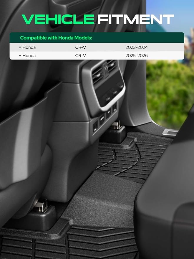 YHTAUTO Automotive Floor Mats Compatible with Honda CR-V CRV 2023-2026 (Include Hybrid), TPE All Weather Car Mats Waterproof Anti-Slip Odorless Floor Liner, 1st & 2nd Row, Set of 3