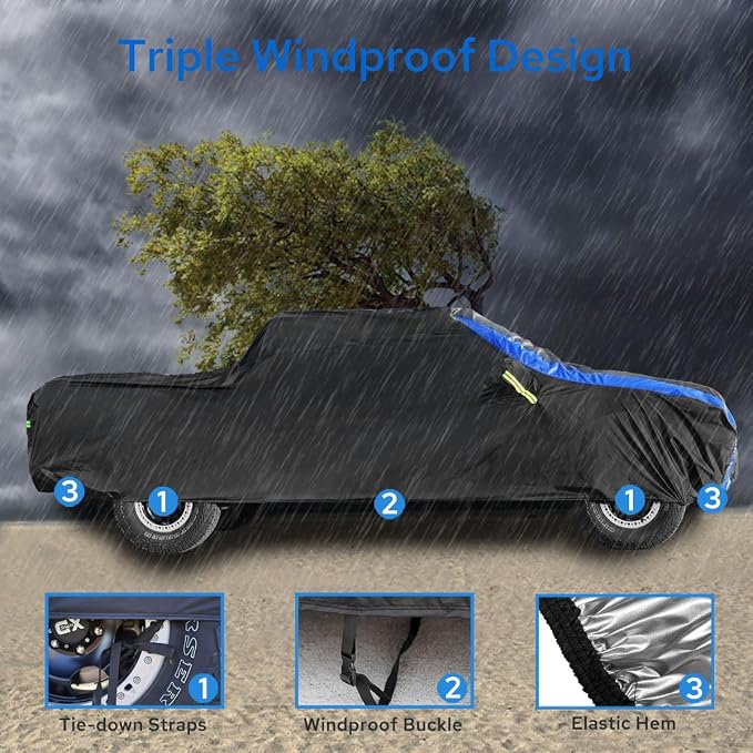 Avecrew All Weather Truck Cover - Waterproof, Rain, Snow, UV & Dust Protection (Up to 210")