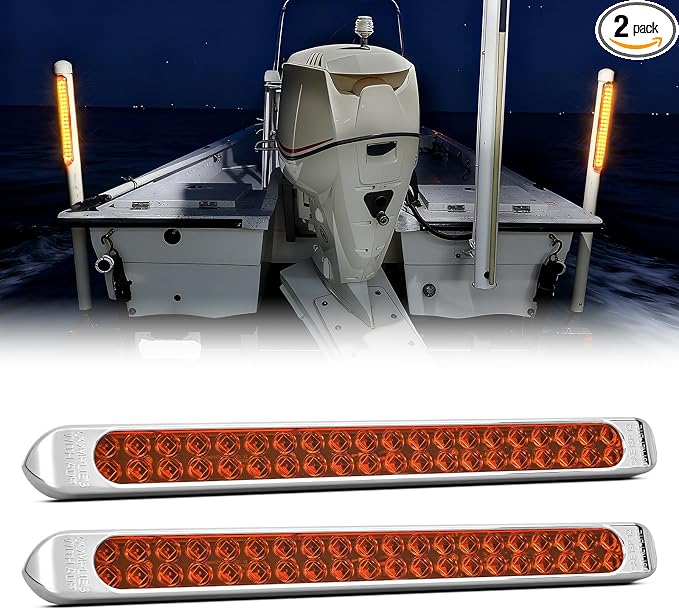 Nilight LED Tail Light 2PCS 17" 40LED Amber Running Tail Turn Signal Lights | W/ Chrome Bezel Waterproof Surface Mount For 12V Towing Trailer Truck RV Camper Boat Identification