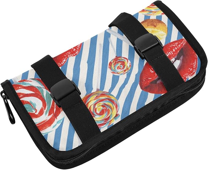 Blue Valentine Lips Lollipops Car Tissue Holder Durable Napkin Holder Hanging Tissue Holders Case Car Tissues Bag for Sun Visor Seat Back Universal Auto