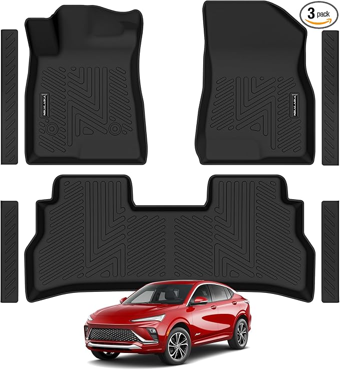 Floor Mats for Buick Envista 2024 2025 2026 All Weather Protection TPE Rubber Floor Liners for Buick Envista 2026 Accessories, Odorless Anti-Slip, 1st & 2nd Row, Black