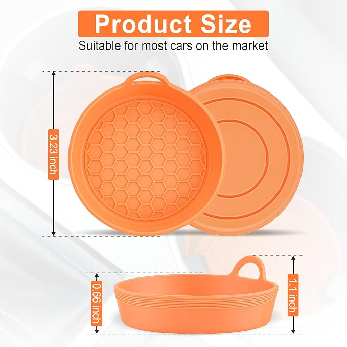 SINGARO Car Cup Holder Coaster, 4PCS Silicone Cup Holder Insert, Universal Non-Slip Cup Holders, Car Interior Accessories for Women and Man, Orange