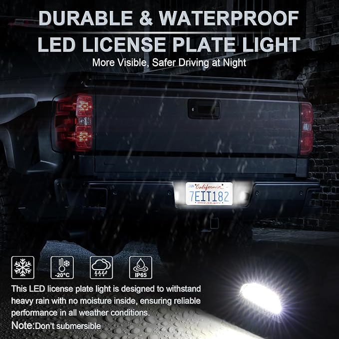LivTee LED License Plate Light Assembly, Tag Light Fits Chevy Silverado 1500 2500 3500 1999-2013, Tahoe, Suburban, Fits GMC Sierra, Cadillac Escalade, Car Accessories, Housing + T10, 6000K White