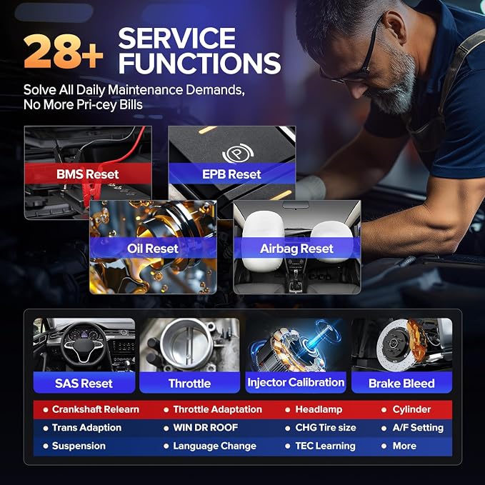 Autel Scanner MaxiCheck MX808S, 2026 Bidirectional OBD2 Scan Tool US Ver. of MaxiCOM MK808S MK808Z, 3000+ Active Test 11OS as MK900 MK900BT MX900, 28+ Service for 200+ Brands, OE All Diagnostic, FCA