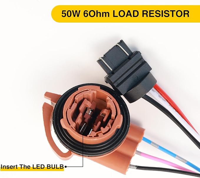 3157 4157 T25 Led Load Resistor Harness Led Turn Signal Fix Hyper Flash | 50w 6ohm Load Resistos Decoders Plug And Play Anti Hyper Flash Brake Light Led Blinker Switchback Led Resistor