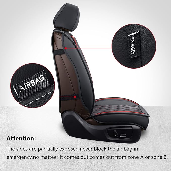 MIROZO Ram Seat Covers Full Set –Waterproof Truck Seat Covers Leather Car Seat Protector Fits 2009-2026 Ram 1500/2500/3500 Crew Quad Regular Cab Pickup with Split Flat Bench 40/60,Black and Red