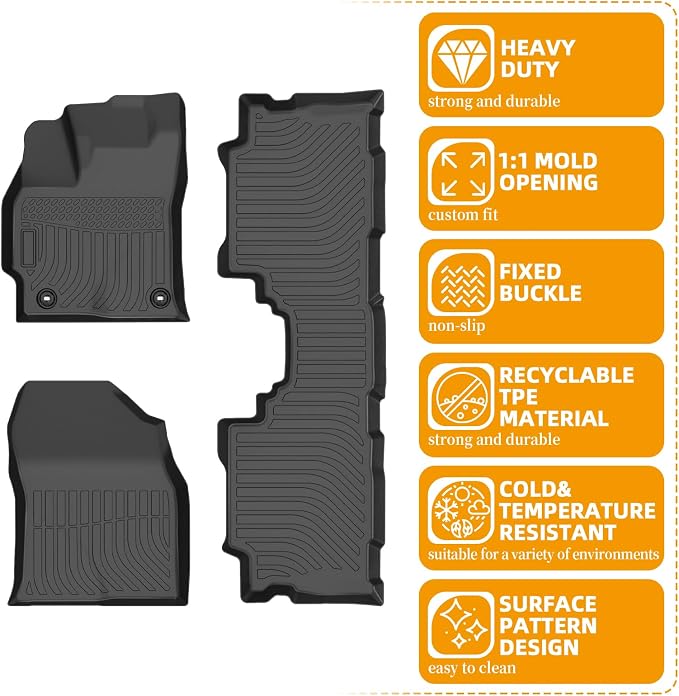 Floor Mats for Toyota Prius V 2012 2013 2014 2015 2016 2017 | Prius V Floor Mats, 1st & 2nd Row TPE Non-Slip Waterproof Summer Winter