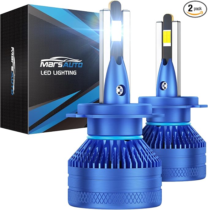 Marsauto H7 Light Bulbs, 60,000LM 10X Brightness, 6500K Cool White, Real 1:1 Halogen Mini Size H7 H7LL Fog Light bulb, Easy Install, Non-Polarity, IP 68, Pack of 2