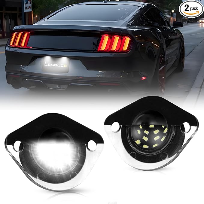 LESAUCE LED License Plate Light For 1994-2004 Ford Mustang, 6000K White, Tag Lamp Assembly Replacement, Pack of 2