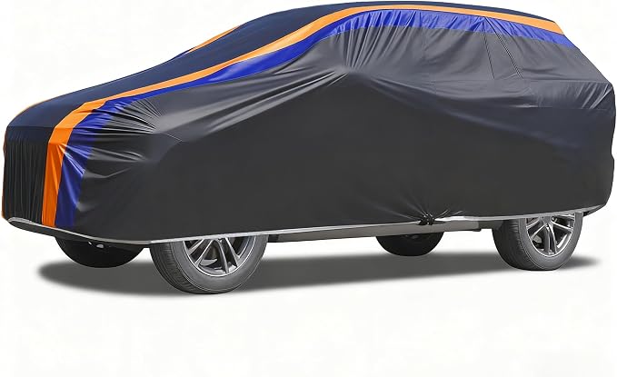 DINGHAO Car Cover Waterproof All Weather with Hot Stitching for Automobiles,6 Layers Outdoor Full Exterior Cover Sun UV Rain Snow Wind Protection Fit for 181"(181 * 73 * 65 inch) SUV