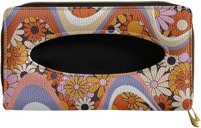 Blossom Flower Car Tissue Box for Sun Visor Back Seat PU Leather Backseat Tissue Holder Car Visor Accessories Car Essentials