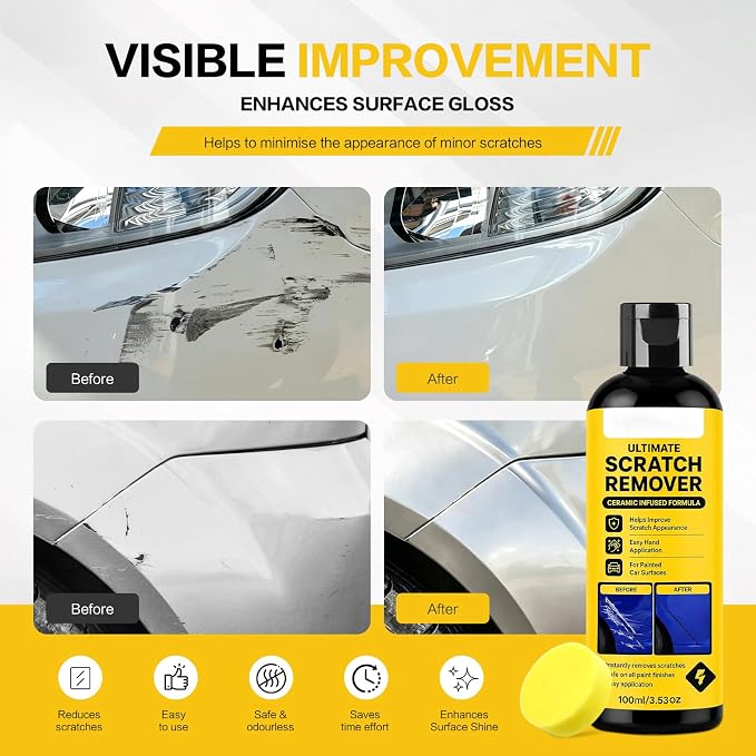 Nano Scratch Remover, Quick Restore Shine for Car 2pcs | Plastic Polish Scratch Remover, Deep Car Scratch Remove, Quick Repair Scratches,Swirl & Water Spots Remover