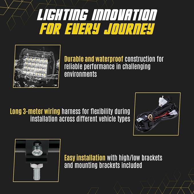 LED Light Bar Kit for Truck, 2 Pcs 20 Inch Slim Light Bars, 4 Pcs 4 Inch LED Pods, 2 Wiring Harness, 12V 24V Off-Road Driving Work Fog Lights for SUV ATV Tractor Pickup Golf Cart