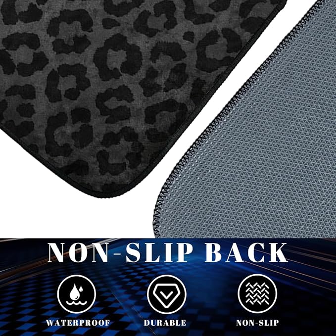 Black Leopard Car Floor Mats Set of 4 Leopard Print Carpet Front Rear Carpets Mat Decorative Car Floor Carpets Non-Slip Auto Car Accessories Universal Fit Car Accessories for Truck