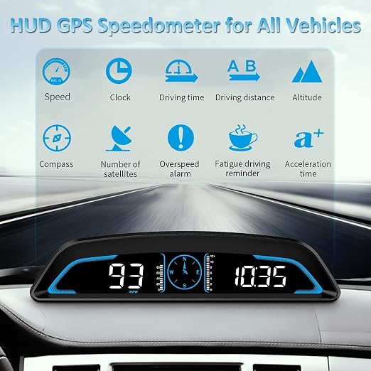 SinoTrack Digital GPS Speedometer Universal Heads Up Display for Car 5.5 inch Large LCD Display HUD with MPH Speed Fatigued Driving Alert Overspeed Alarm Trip Meter for All Vehicle