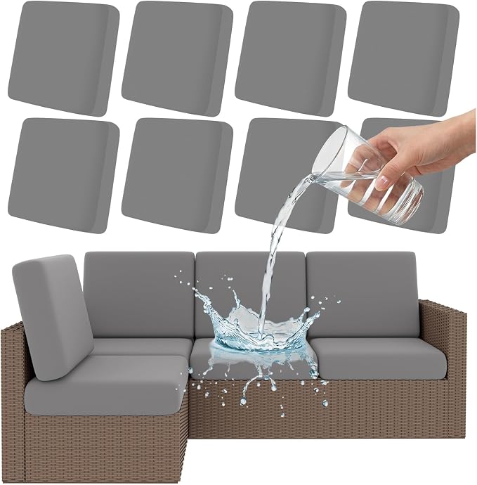 Smiry 8 Pcs Waterproof Patio Cushion Covers, Stretch Outdoor Furniture Covers