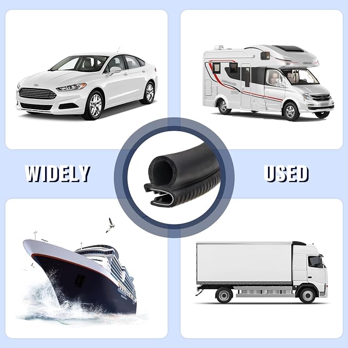 20Ft Car Door Weather Stripping Door Seal Strip,U-Shaped Rubber Edge Trim with Steel Strip Door Sealers for Door Frame of Car Truck SUV RV Boat Home,Keeps Car Interior Tidy and Quieter (20Ft)