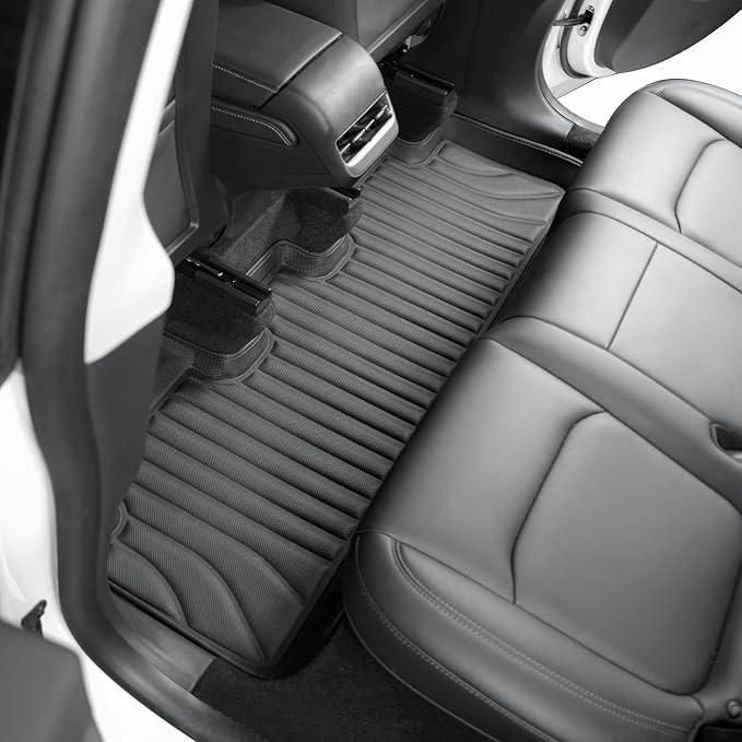 SUPER LINER 6-Piece Floor Mats & Cargo Liners Compatible with Tesla Model Y 2020-2024 5-Seat, 5D Laser Measured All-Weather Floor Liners with Trunk Frunk Mats & Door Sill Threshold Guards, Black