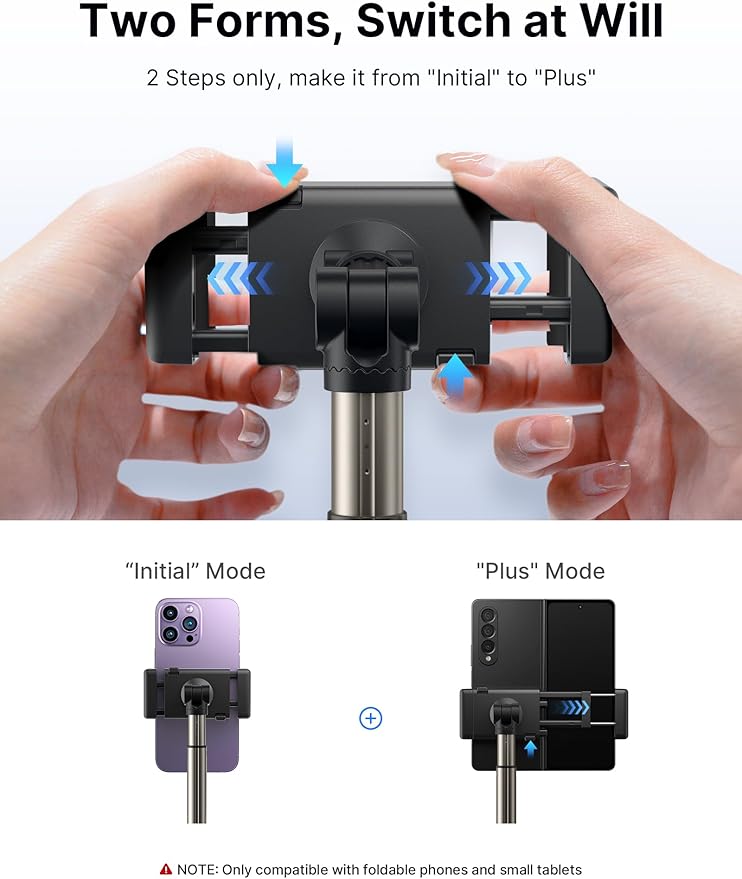 JSAUX Car Cup Holder Phone Mount for Foldable Phones & Mini Tablets | Sturdy Metal Long Arm, Flexible Height and Angle, Adjustable Base, Secure Phone Grip, Fits 2.17-4.33 in Car Cup Holders
