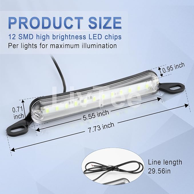 LivTee License Plate Light, Extremely Bright LED License Plate Lights Assembly for Trailer UTV ATV Truck RV Boat, Ice Blue
