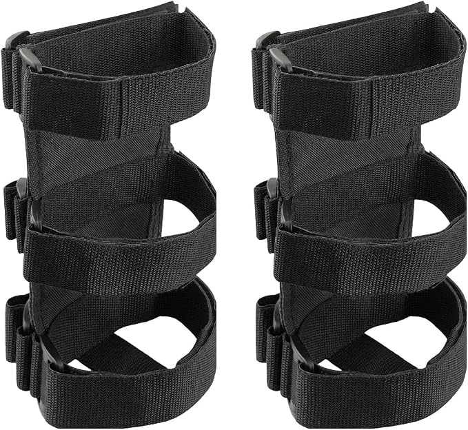 Ohleats Roll Bar Fire Extinguisher Holder, Adjustable Fire Extinguisher Mount Strap with American Flag Pattern, Car Accessories Fixed Belt for Wrangler JK JKU TJ CJ (No Pattern, Black, 2 PCS)