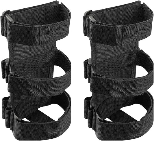 Ohleats Roll Bar Fire Extinguisher Holder, Adjustable Fire Extinguisher Mount Strap with American Flag Pattern, Car Accessories Fixed Belt for Wrangler JK JKU TJ CJ (No Pattern, Black, 2 PCS)