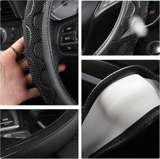 GIANT PANDA Steering Wheel Cover for Jeep Wrangler, Car Steering Wheel Cover for Jeep Grand Cherokee and Cherokee - Black