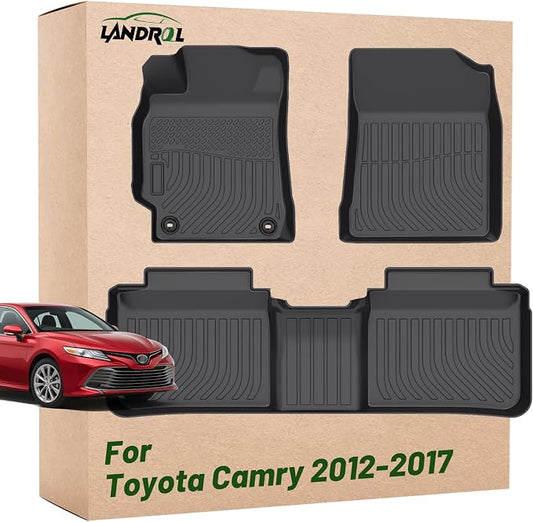 Car Floor Mats Replacement for Toyota Camry 2012-2017 Protection All Weather Custom Fit Waterproof Carpets Heavy Duty Durable Accessories Odorless Liners Front & Rear Black