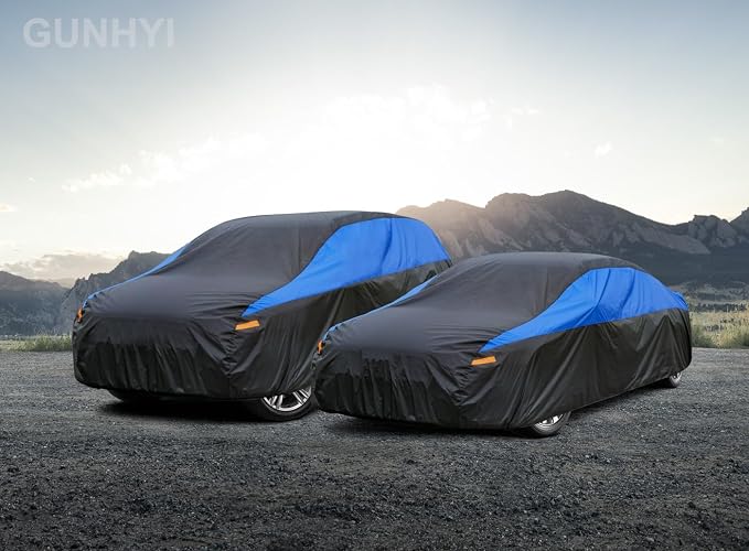 GUNHYI Car Cover for Automobiles All Weather Waterproof, Universal Fit Sedan Dodge Challenger, Chevrolet Impala, Toyota Avalon, Cadillac Deville/Seville, Lexus ES, BMW 7 Series etc.