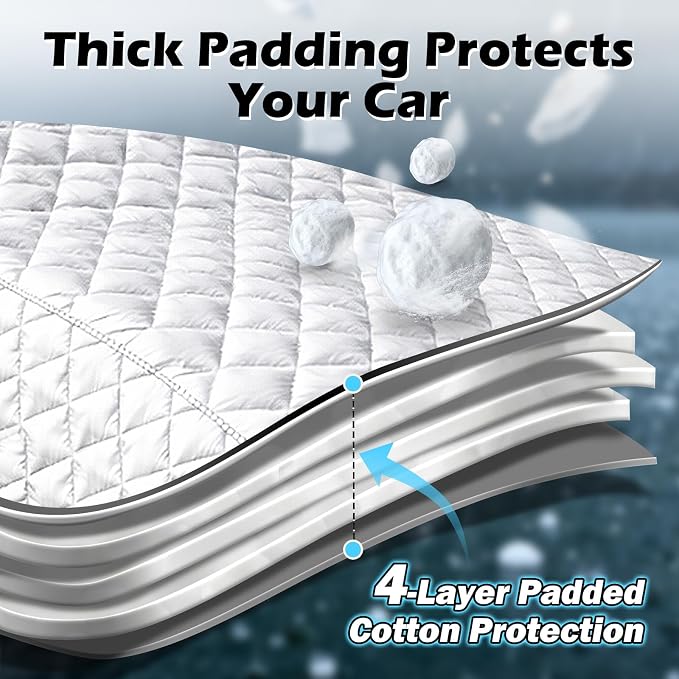 Hail Protector Car Cover for Sedan, Padded Car Cover for Hail Protection, Extra-Thick Multi-Layer Cotton Hail Cover for Car Top Half, Size M Fits Sedan/Coupe Under 186 inchs