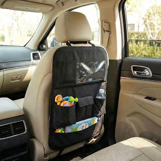 Car Backseat Organizer, Oxford Cloth Car Seat Back Kick Mat Protector, Multifunctional Auto Interior Hanging Storage Pocket for Cars, SUVs(Without)
