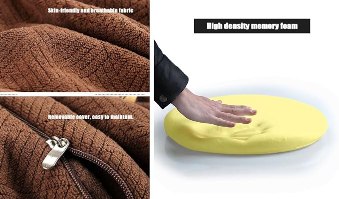 Sigmat Memory Foam Seat Cushion Anti-Slip Soft Round Stool Cushion Chair Pad 16 Inch Camel