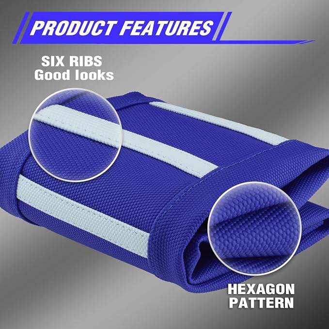 Dirt Bike Seat Cover - White Stripe Universial Seat Cover for Dirt Bike - Motorcycle Motorcross Enduro Seat Covers (Blue)