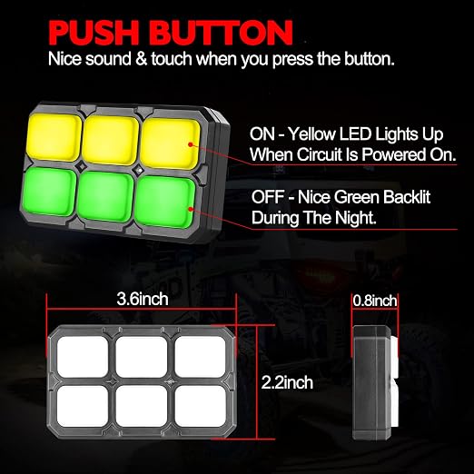 6 Gang Switch Panel, RFROAD LIGHTING Touch Panel Circuit Control Box for Truck Marine Off-Road Car with Push Button, Waterproof and Dustproof, 2 Years Warranty