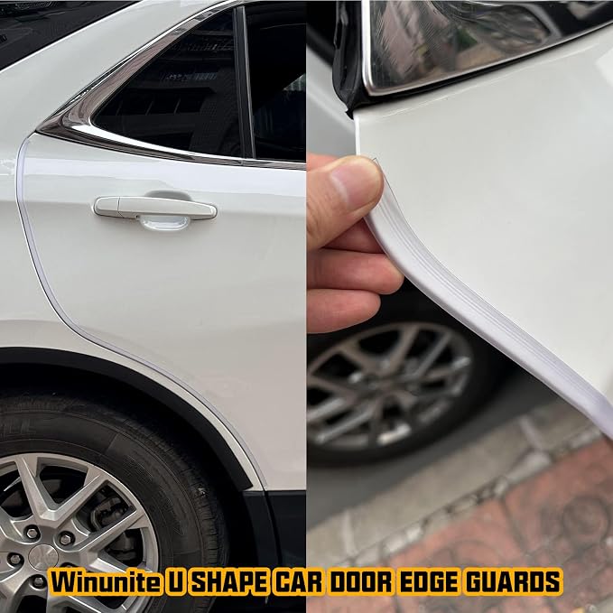 Winunite 65.6ft (20m) Car Door Edge Guards Clear – Self-Adhesive PVC, U-Shaped, Fits Most Vehicles, Scratch- and Chip-Resistant – Reduces Dings in Parking Lots
