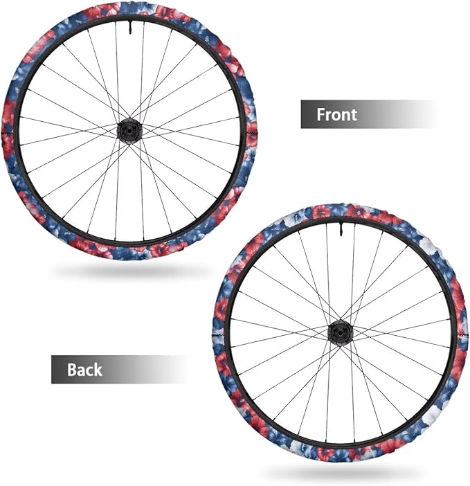 2 Pairs Wheelchair Tire Covers Protectors Hibiscus Flower 24 Inch Wheelchair Cover Non Slip Wear Resistant Wheelchairs Ring Protective Covers for Adults