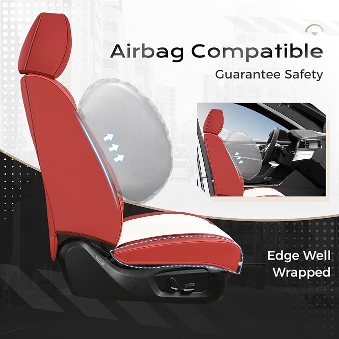 Coverado Car Seat Covers, Seat Covers for Cars, Waterproof Leather Auto Seat Protectors, Leather Car Seat Cushion, Car Interiors Accessories Universal Fit for Most Cars