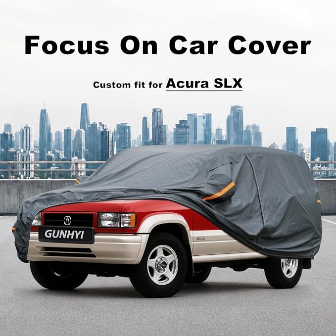 GUNHYI Premium Car Cover Custom Fit Acura SLX, 16 Layers Heavy Duty Car Cover Waterproof All Weather with Zipper Door for Sun Rain Snow Dust Uv Protection