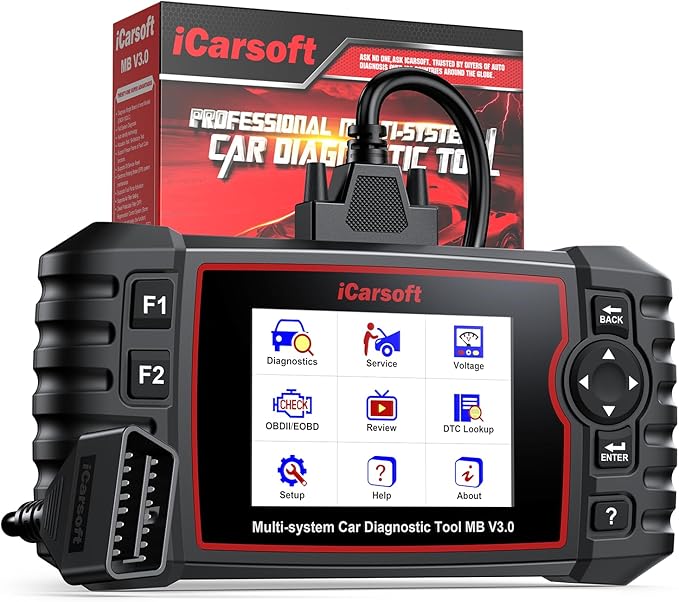 iCarsoft Bidirectional Diagnostic Tool for Most Mercedes-Benz/Sprinter/Smart from 1996-2025 MB V3.0 2026 Version Up to 39 Service Full System OBD2 Scanner All Test AutoVIN Battery Test Free Update