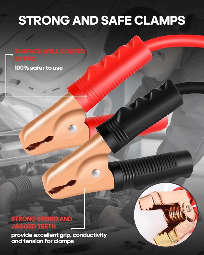 SAFEMATE 4/0 Guage 20 Ft 3000A Heavy Duty Booster Cables, Transfers Higher Voltage Than 2/0, 0, 2~12 Gauge Jumper Cables, For Heavy Duty Automotive to Jump Starting Dead or Weak Batteries