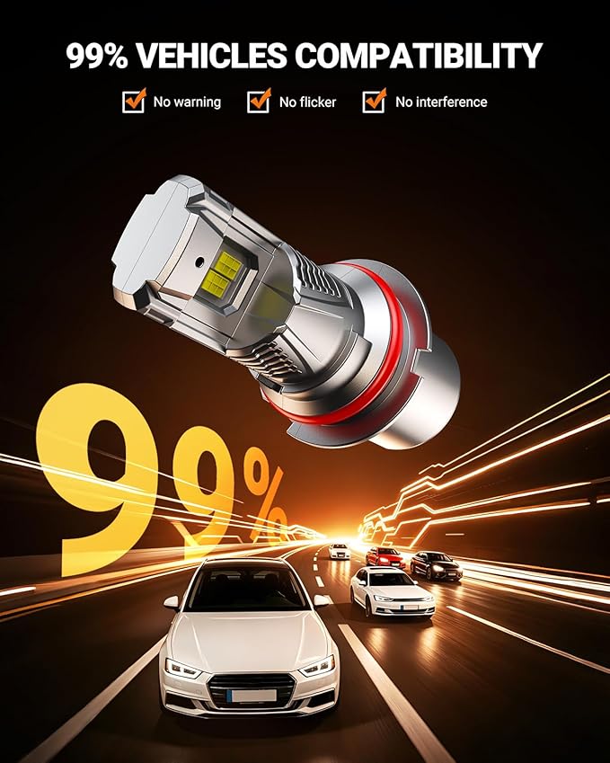 SEALIGHT 9007/HB5 LED Bulb, 1200% 70000LM Super Brighter than Origin, 6500K White Canbus Ready, IP68 25000RPM Cooling Fan with 80000Hrs Lifespan, 3Mins Fast Installation, 2 Pack