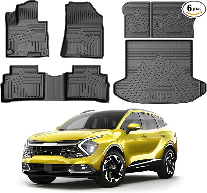 KUST Floor Mats Trunk Mat Set for Kia Sportage 2023-2025 (Not for Hybrid/EV), All Weather Cargo Mat Back Seat Protector for Sportage Accessories, TPE Rubber Raised Edge